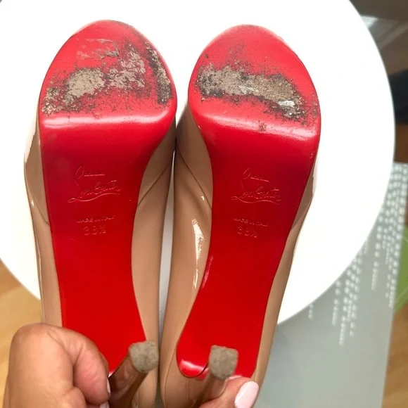 🌺Authentic CHRISTIAN LOUBOUTIN 🌺👠 Bianca 120 Patent calf Nude size 38.5